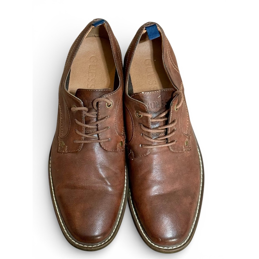 Guess Mens‎ Brown Oxford Leather Lace Up Dress Loafers Shoes Size 10
